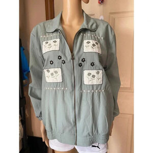 Vintage Logix Floral Embroidered   Women Jacket Oversized S